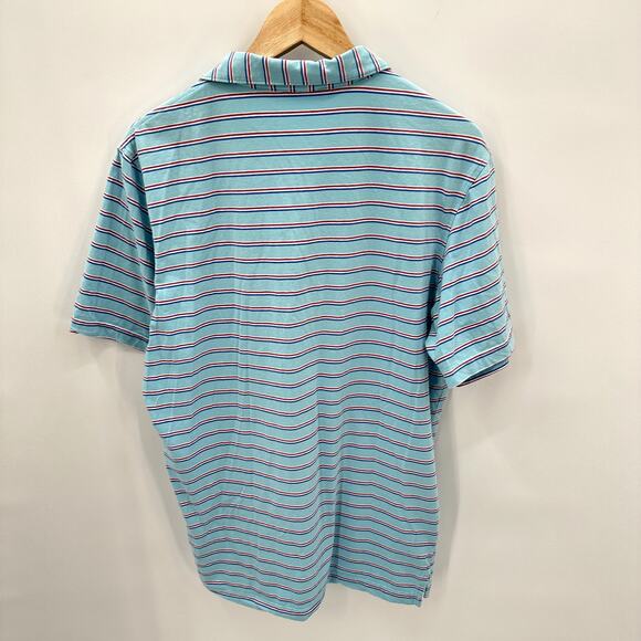 Johnnie-O Mens Blue Stripped Short Sleeve Polo // M - Picture 6 of 6